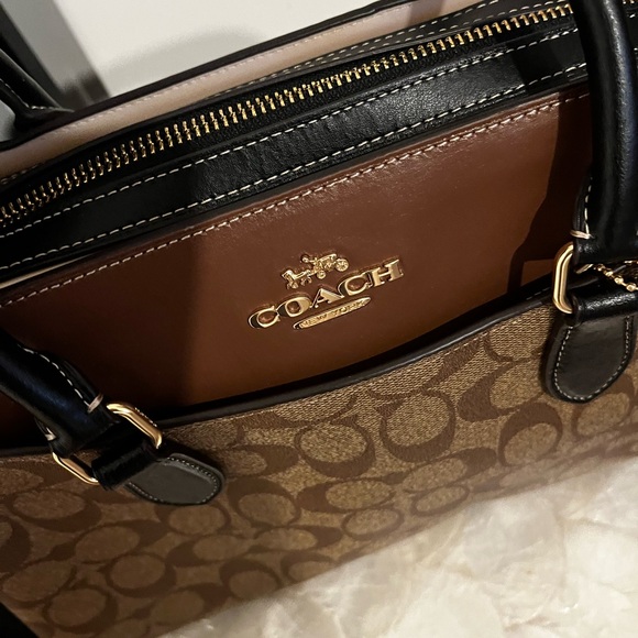 Coach Brown and Black Signature Satchel - Picture 2 of 11